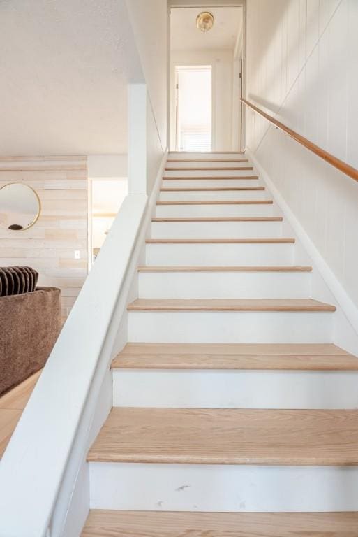 stairs with wooden walls