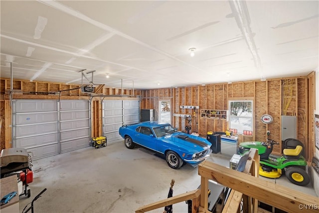 garage with a garage door opener