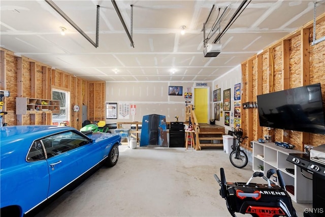 garage with a garage door opener