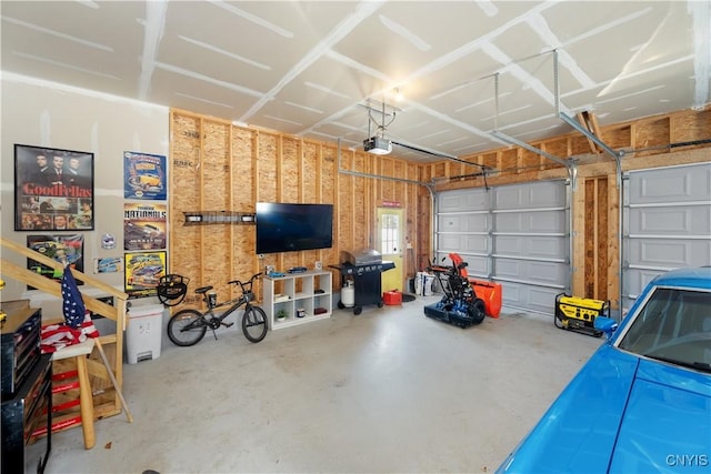 garage with a garage door opener