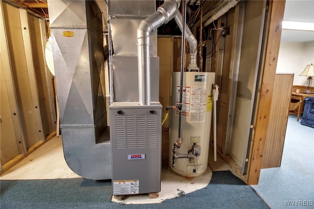 utility room with gas water heater