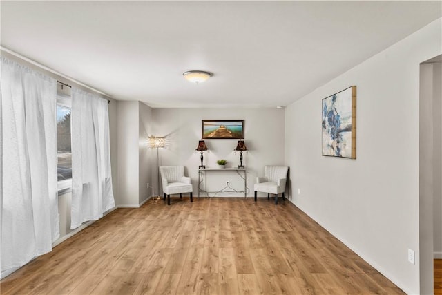 living area featuring light wood finished floors