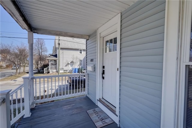 wooden terrace with covered porch