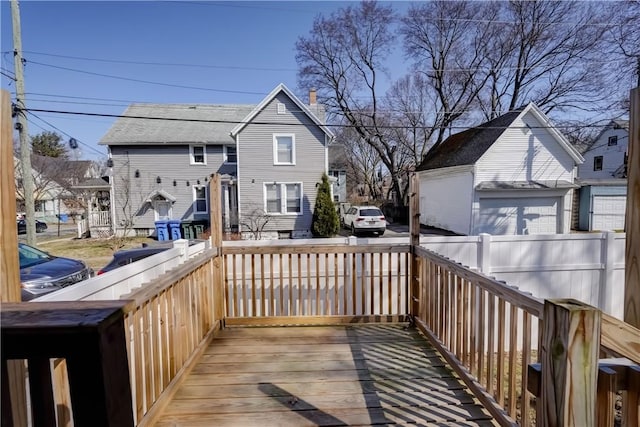 wooden deck with a residential view