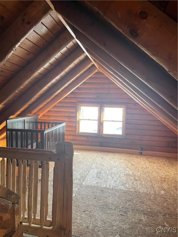 view of unfinished attic