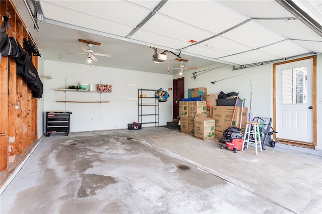 garage with a garage door opener