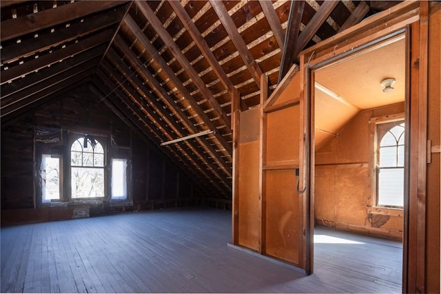 view of unfinished attic