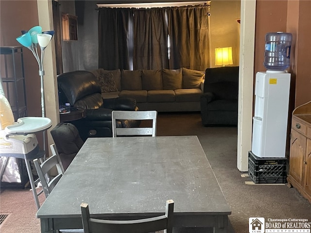 living area with carpet floors
