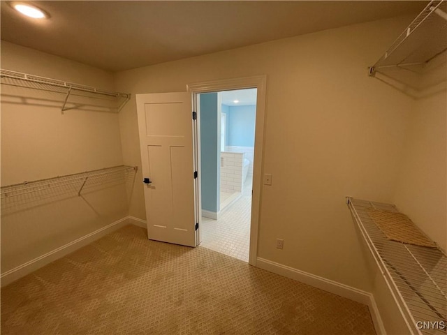 walk in closet with carpet