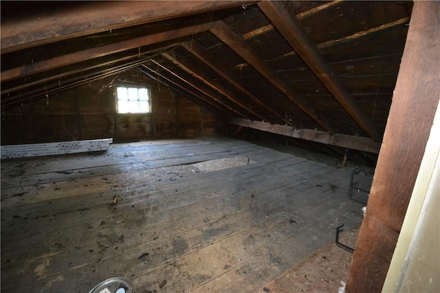 view of unfinished attic