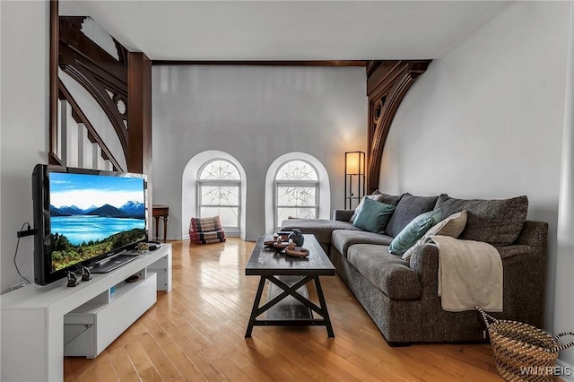 living area with light wood-style flooring