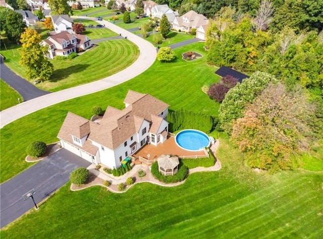 aerial view with a residential view