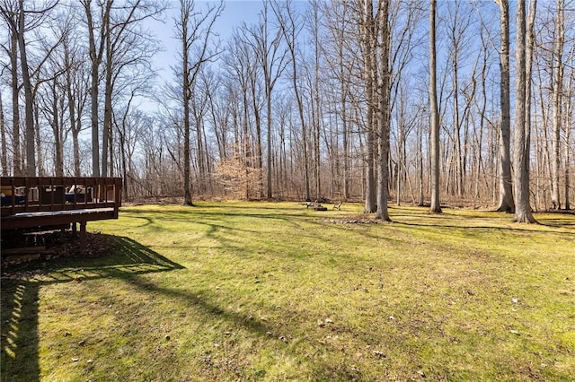 view of yard featuring a deck