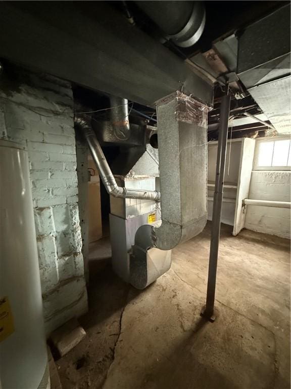 basement featuring water heater