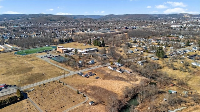 drone / aerial view with a mountain view