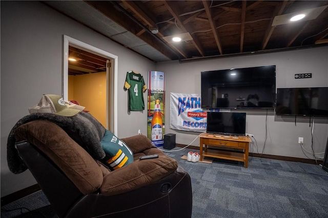 living room featuring baseboards and carpet floors