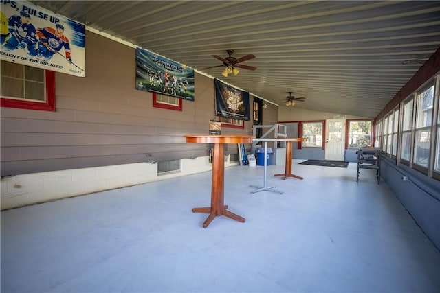 view of patio with ceiling fan