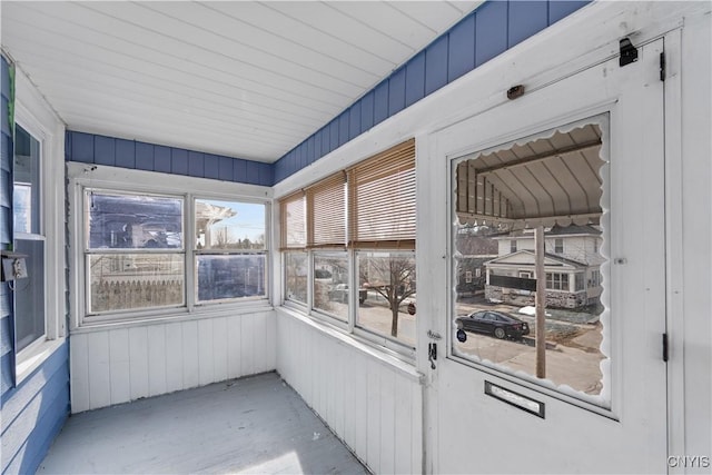 view of unfurnished sunroom