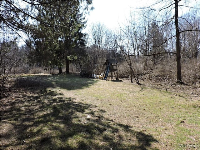 view of yard with a playground