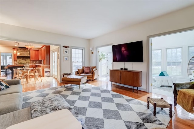 living room with light wood-style floors