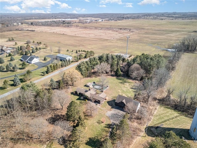 aerial view with a rural view