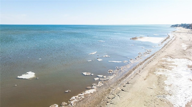 view of water feature featuring a view of the beach