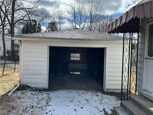 view of detached garage