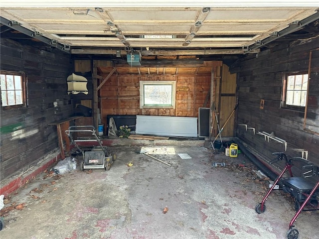 garage with a garage door opener