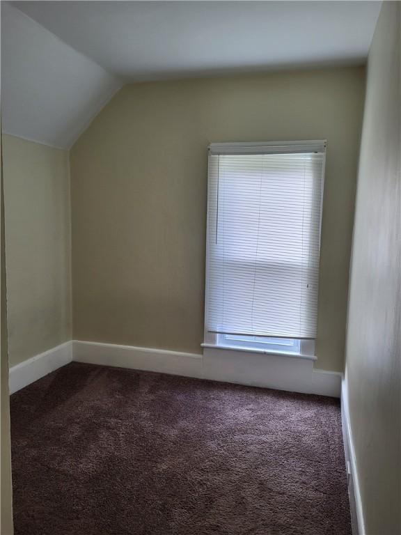 bonus room with baseboards, lofted ceiling, and carpet