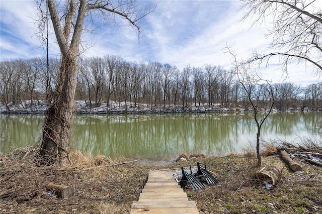 dock area featuring a water view