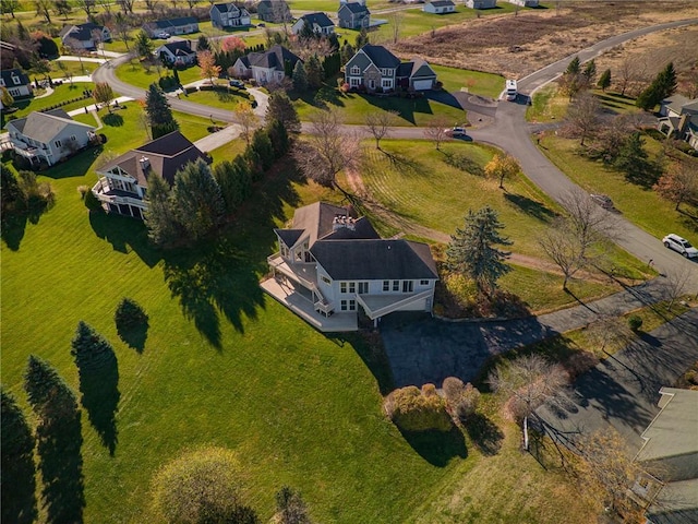 birds eye view of property with a residential view