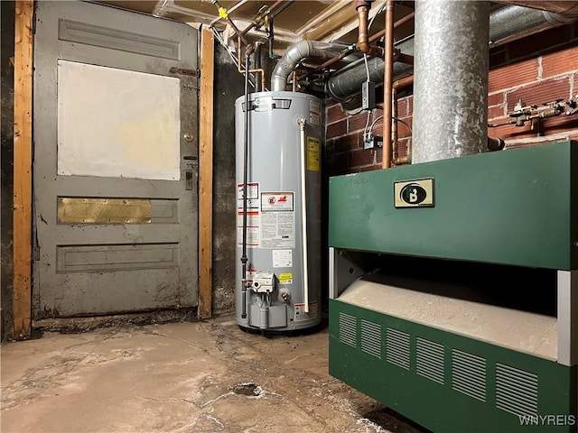 utility room with water heater