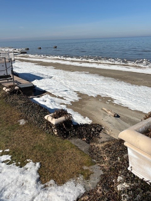 view of water feature with a view of the beach