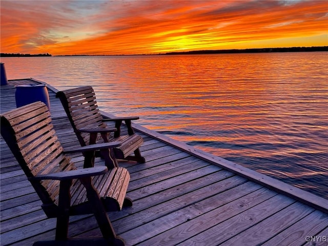 view of dock featuring a water view