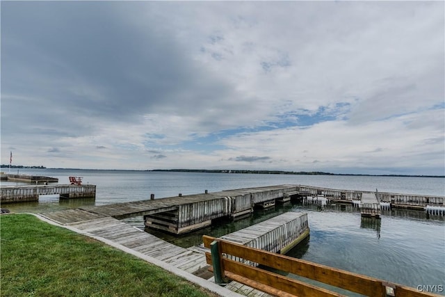 view of dock featuring a water view