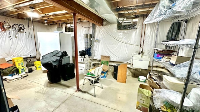 view of unfinished basement