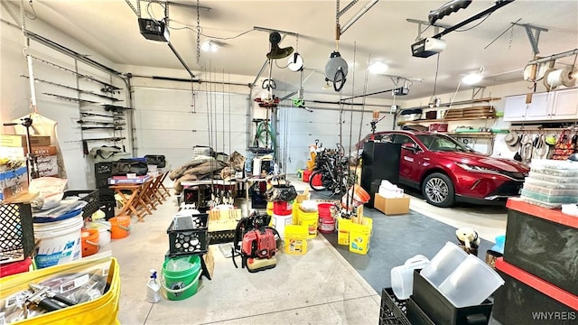 garage with a garage door opener