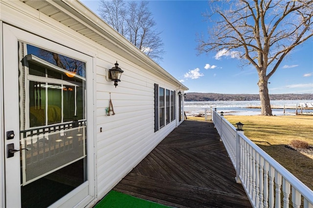 deck with a water view