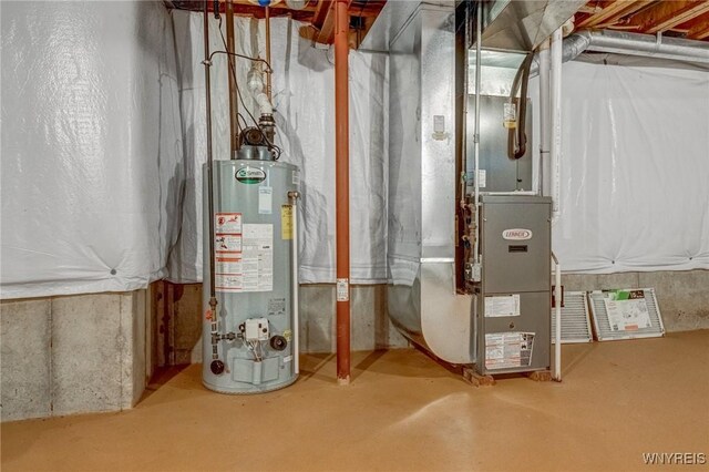 utility room featuring gas water heater