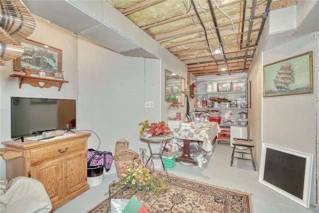 interior space with finished concrete flooring