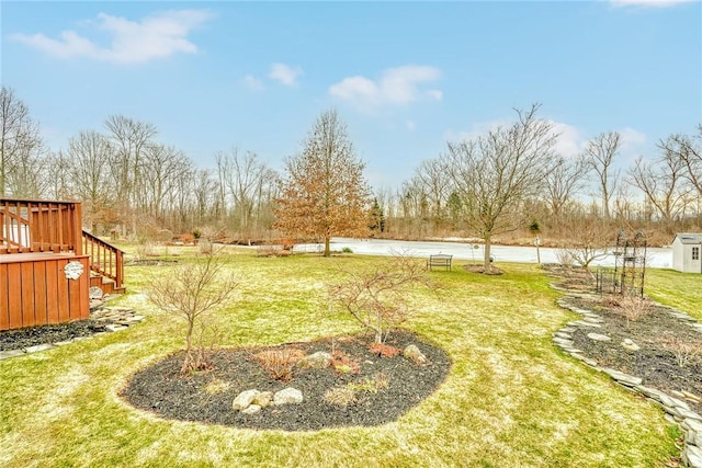 view of yard with a deck