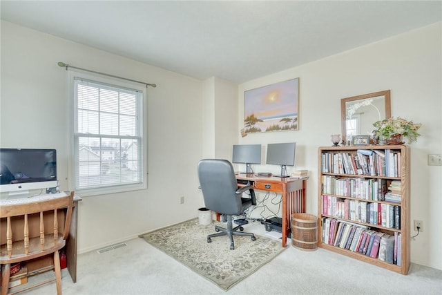 office space with visible vents and carpet