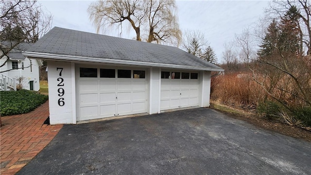 view of detached garage