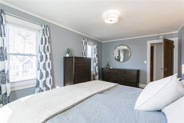 bedroom featuring ornamental molding