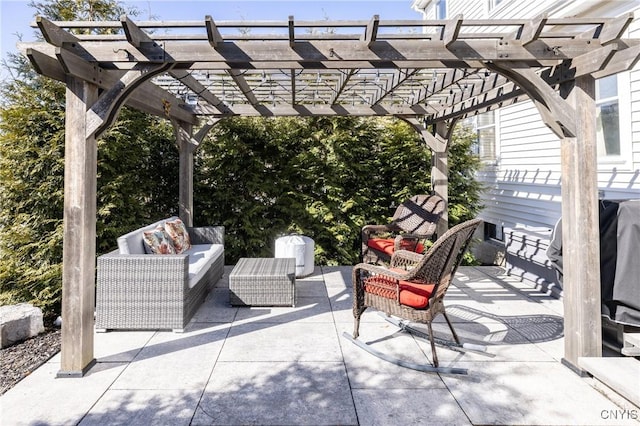 60 E Elizabeth St, Skaneateles, NY 13152 - view of patio / terrace with an outdoor living space and a pergola