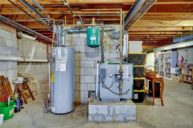 utilities with water heater and a heating unit