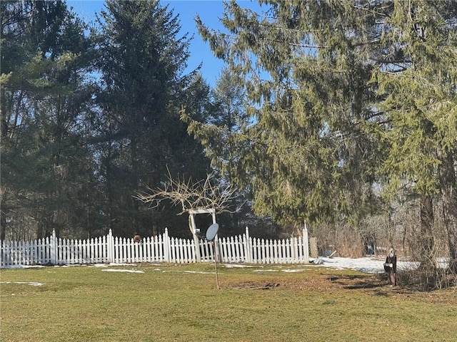 view of yard with a fenced front yard