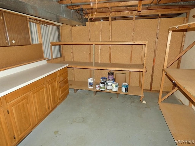 view of unfinished basement