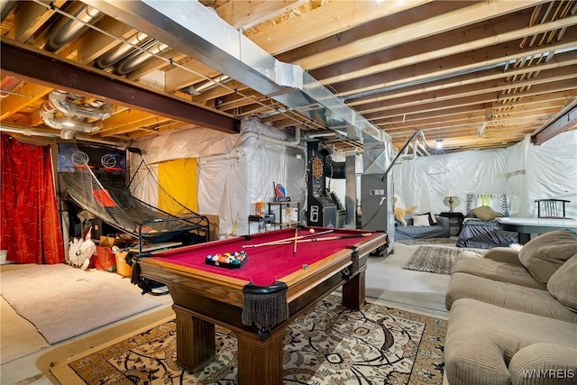 playroom featuring concrete flooring and billiards