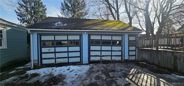 view of detached garage